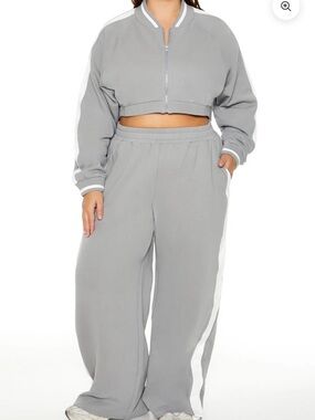 Forever 21 Gray Jogger Jacket with White Side Stripe - JACKET ONLY